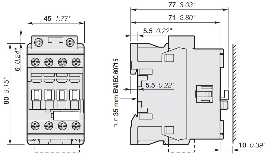 AF09, AF12, AF16 Main dimensions