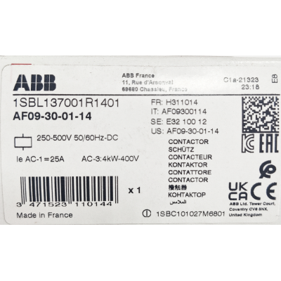 Этикетка от упаковки ABB AF09-30-01-14