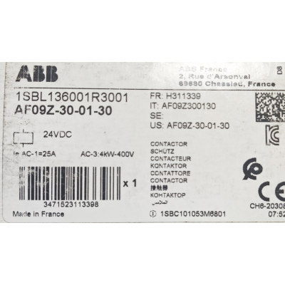 Этикетка от упаковки ABB AF09Z-30-01-30