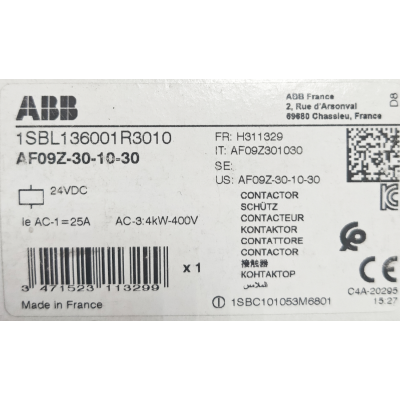 Этикетка от упаковки ABB AF09Z-30-10-30