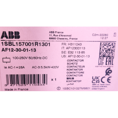 Этикетка от упаковки ABB AF12-30-01-13
