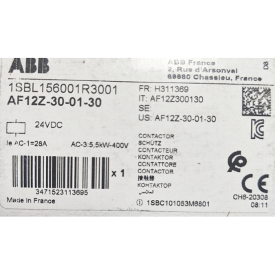 Этикетка от упаковки ABB AF12Z-30-01-30