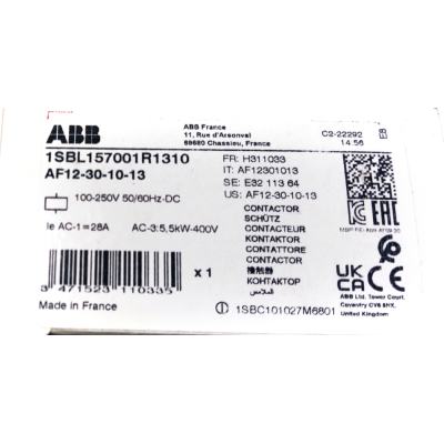 Этикетка от упаковки ABB AF12-30-10-13