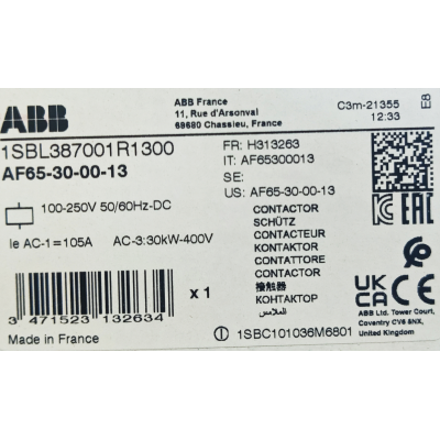 Этикетка от упаковки ABB AF65-30-00-13