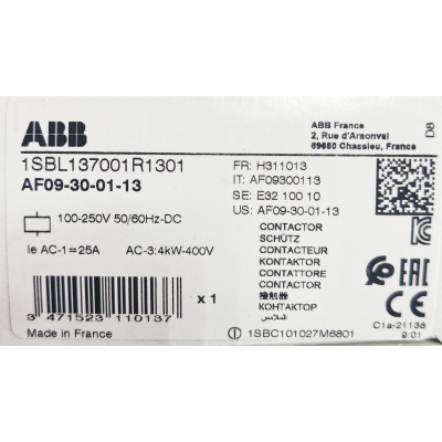 Этикетка от упаковки ABB AF09-30-01-13