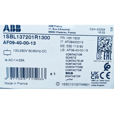 Этикетка от упаковки ABB AF09-40-00-13
