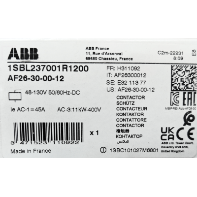 Этикетка от упаковки ABB AF26-30-00-12