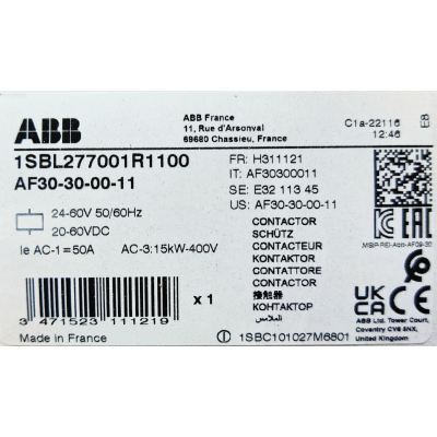 Этикетка от упаковки ABB AF30-30-00-11