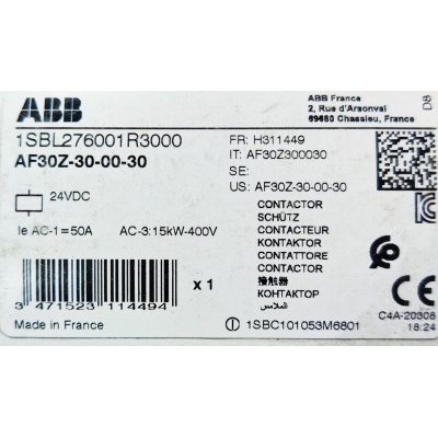 Этикетка от упаковки ABB AF30Z-30-00-30