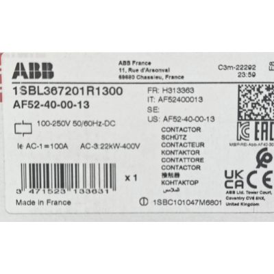 Этикетка от упаковки ABB AF52-40-00-13