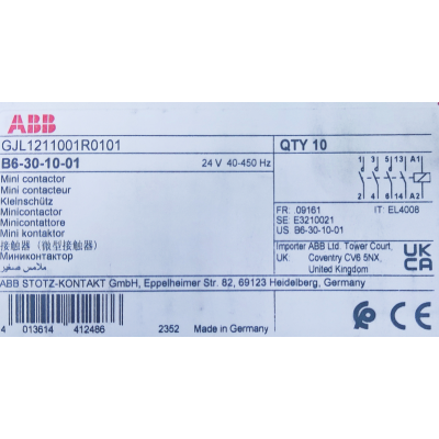 Этикетка от упаковки ABB B6-30-10-01