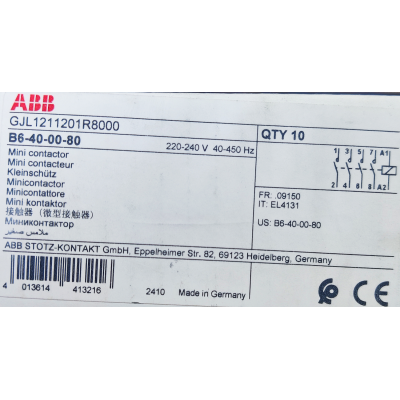 Этикетка от упаковки ABB B6-40-00-80