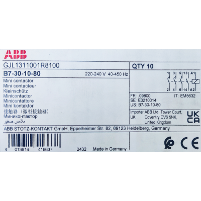 Этикетка от упаковки ABB B7-30-10-80