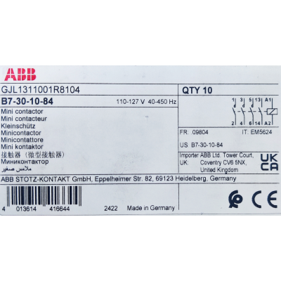   Этикетка от упаковки ABB B7-30-10-84