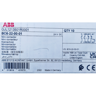 Этикетка от упаковки ABB BC6-22-00-01