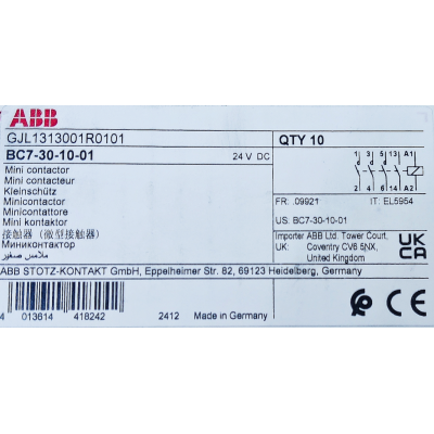 Этикетка от упаковки ABB BC7-30-10-01