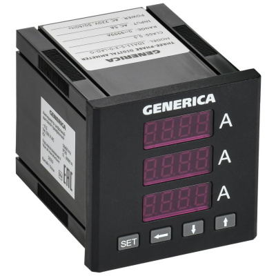 Амперметр цифровой щитовой GENERICA IDA11-5-3-0-LED-G