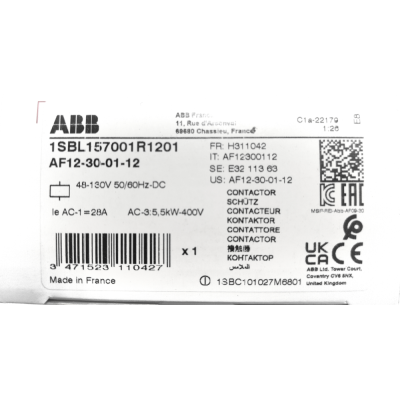 Этикетка от упаковки ABB AF12-01-12