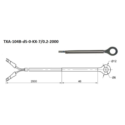 Термопара KIPPRIBOR ТХА-104B-d5-0-KX-7/0.2-2000
