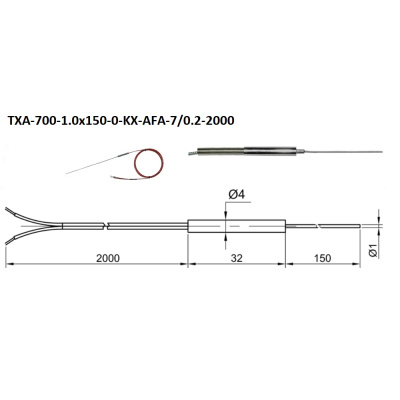 Термопара KIPPRIBOR ТХА-700-1.0x150-0-KX-AFA-7/0.2-2000