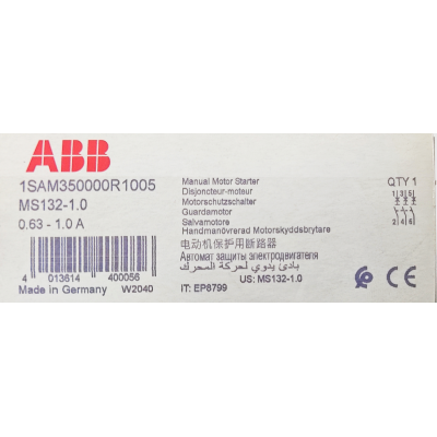 Этикетка от упаковки ABB MS132-1.0