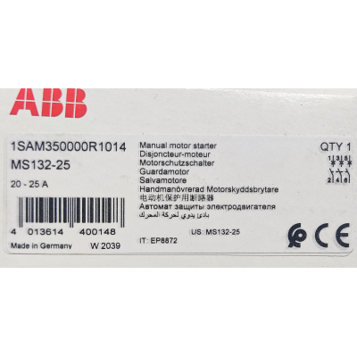   Этикетка от упаковки ABB MS132-25