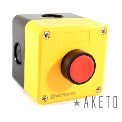 Стоповая кнопка аварийная на желтом фоне, сборка с помощью Корпус кнопочного поста, 1 отверстие, желтый MTB2-PE1Y