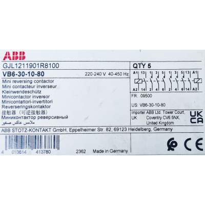 Этикетка от упаковки ABB VB6-30-10-80