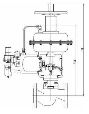 Габаритные и присоеденительные размеры клапана КПСР с МИМ - 2