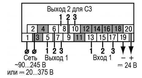 Рисунок 5.3 – Назначение контактов клеммной колодки прибора в корпусе Щ11