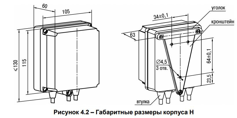 Рисунок 4.2 – Габаритные размеры корпуса Н